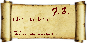 Für Balázs névjegykártya